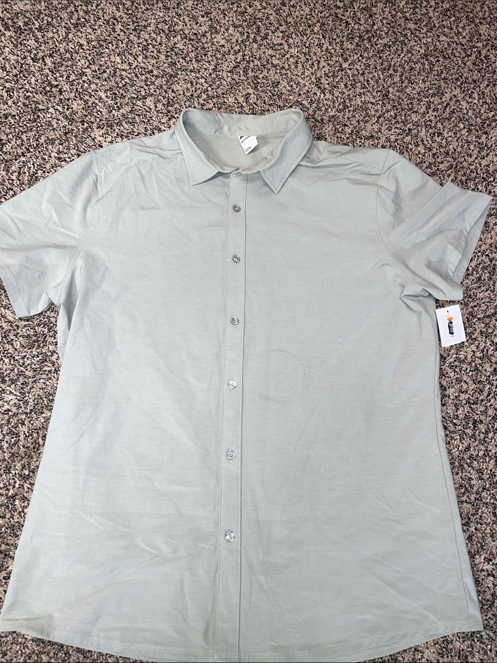 all in motion Light Sage Short-Sleeve Button-Down Shirt Mens Large NWOT